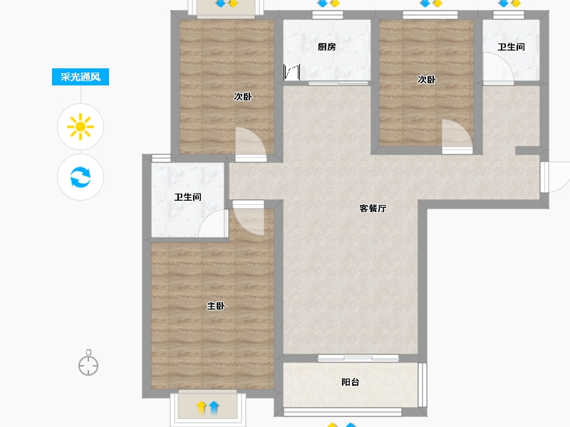 河南省-南阳市-秦晋花园-93.00-户型库-采光通风