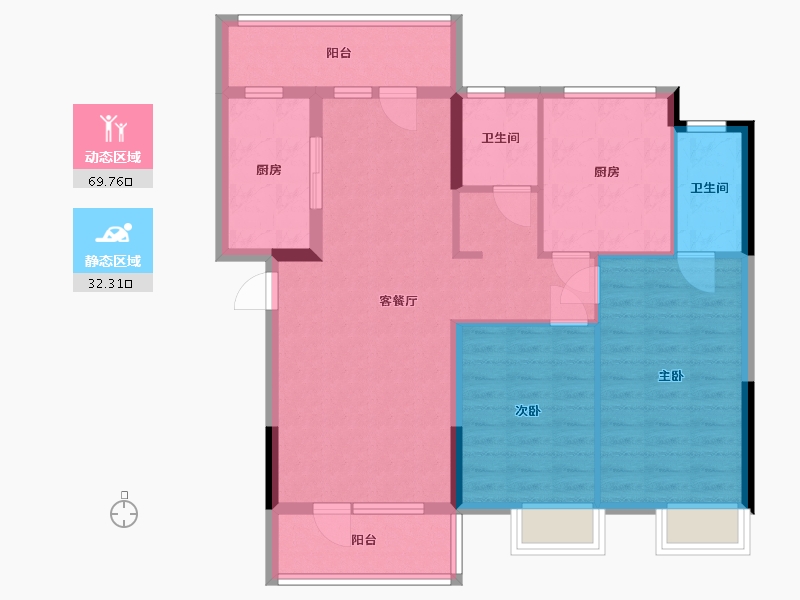 河南省-南阳市-雍豪府-90.00-户型库-动静分区