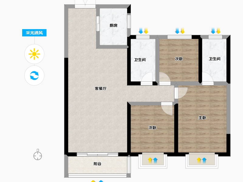 甘肃省-兰州市-城乡居壹号苑-93.76-户型库-采光通风