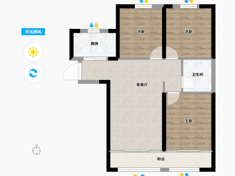 甘肃省-兰州市-兰州大名城-70.43-户型库-采光通风