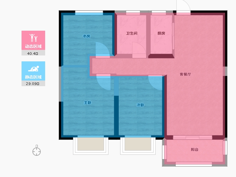 河南省-郑州市-华瑞紫韵城-67.00-户型库-动静分区