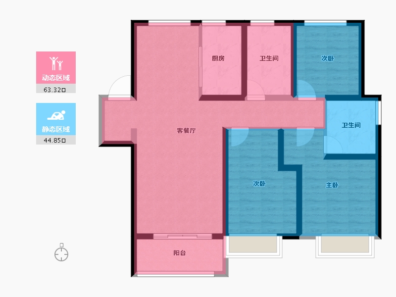 甘肃省-兰州市-兰州融创城-96.11-户型库-动静分区