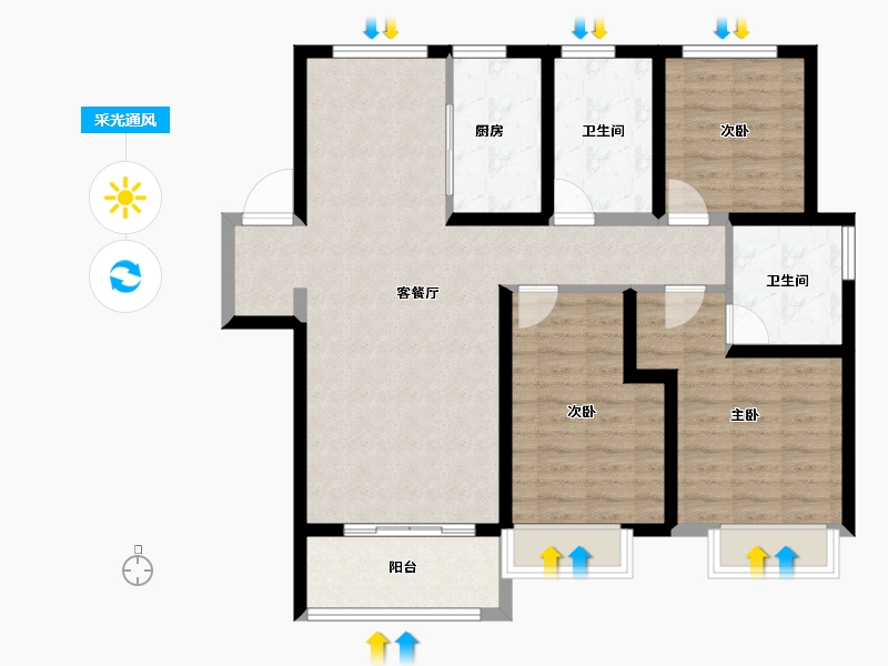 甘肃省-兰州市-兰州融创城-96.11-户型库-采光通风