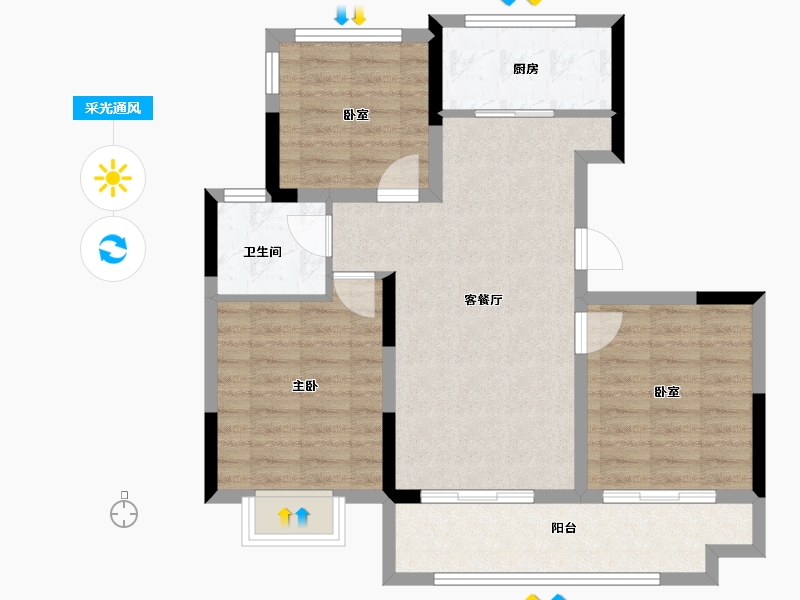 安徽省-合肥市-华盛和睦府-77.59-户型库-采光通风