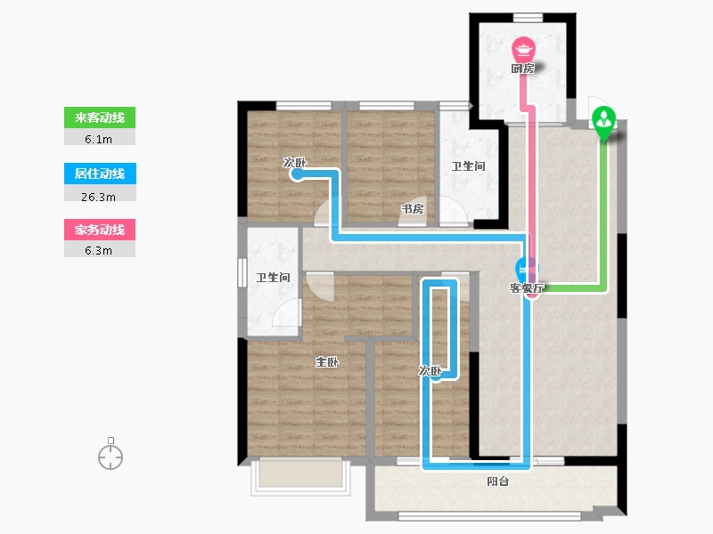 浙江省-宁波市-绿城·新桂沁澜-109.59-户型库-动静线