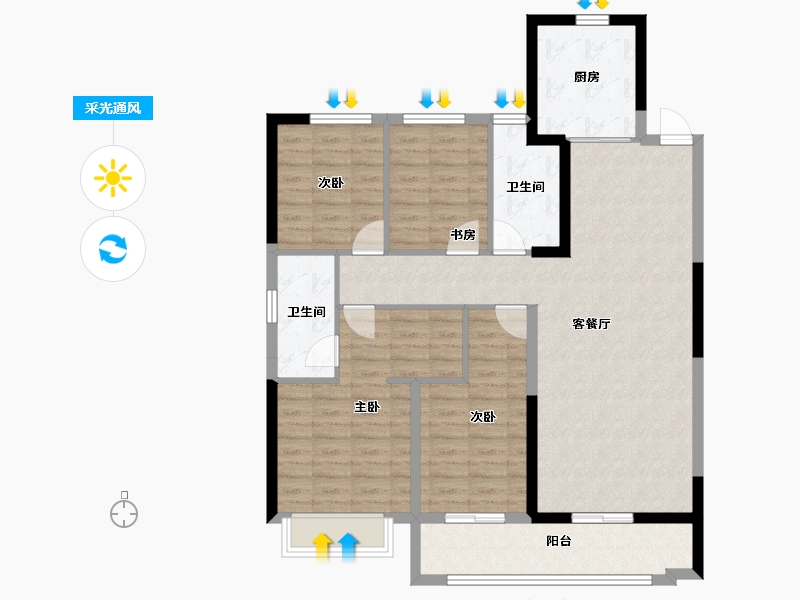 浙江省-宁波市-绿城·新桂沁澜-109.59-户型库-采光通风