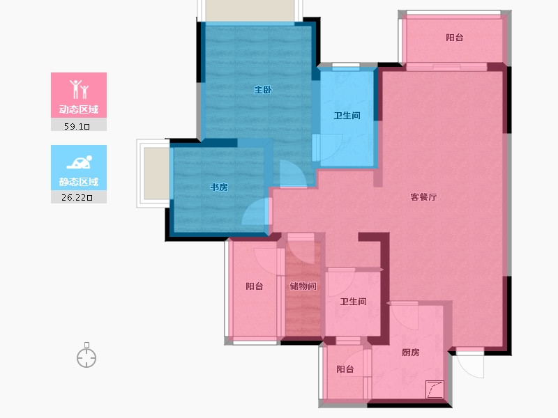 四川省-泸州市-航发翰林郡-98.00-户型库-动静分区