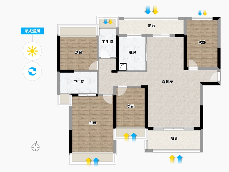 湖南省-衡阳市-合兴新城-137.00-户型库-采光通风