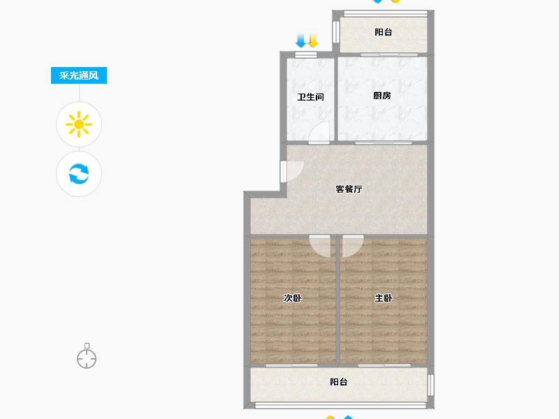 江苏省-南通市-怡园北村北区-86.00-户型库-采光通风