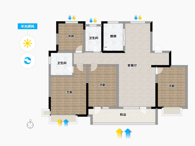 山东省-青岛市-海尔产创城·中央花园-145.00-户型库-采光通风