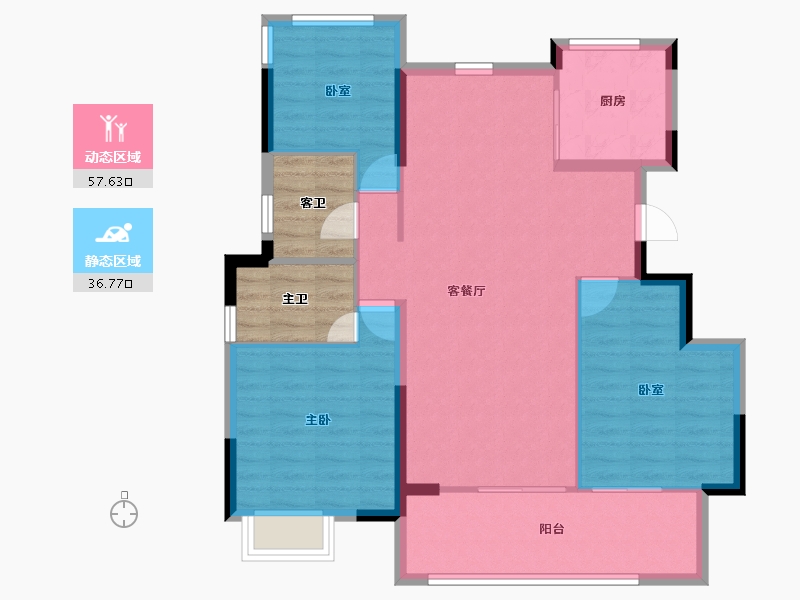 安徽省-合肥市-华盛和睦府-93.91-户型库-动静分区