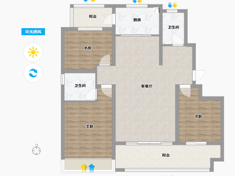 山东省-淄博市-源泰.锦园-105.00-户型库-采光通风