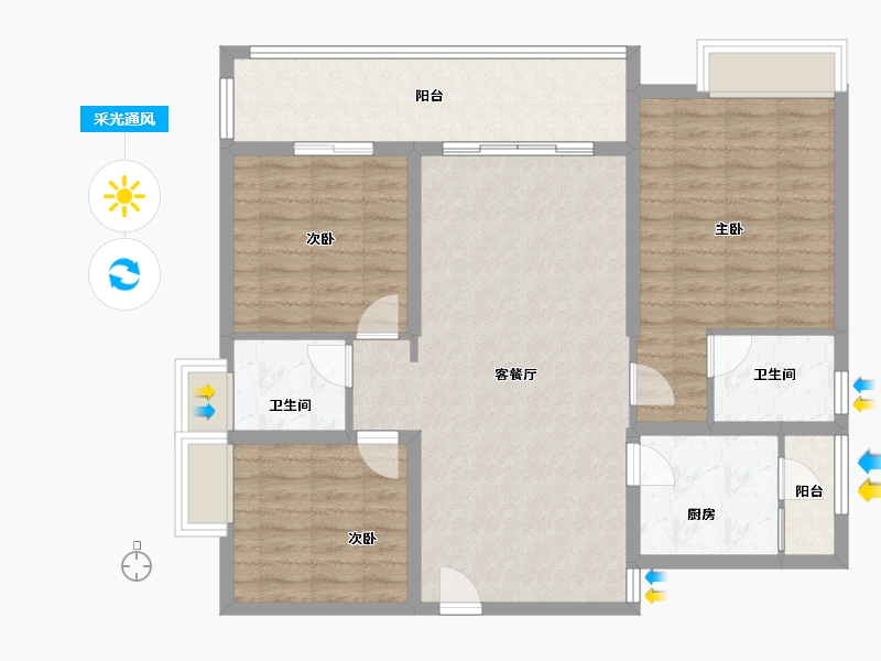 广东省-广州市-中交蓝色海湾-101.98-户型库-采光通风