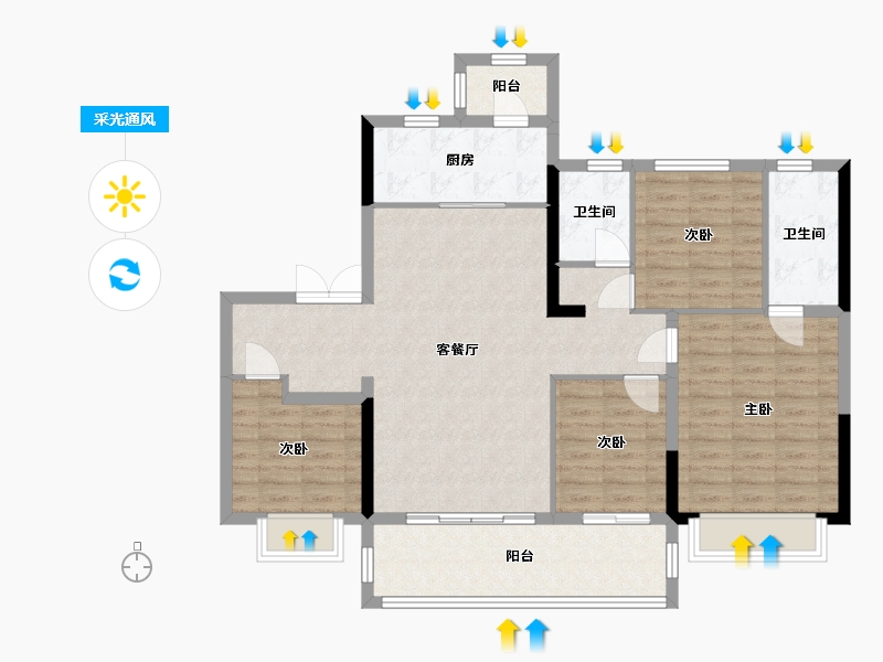 四川省-成都市-旭辉江山和鸣-113.13-户型库-采光通风