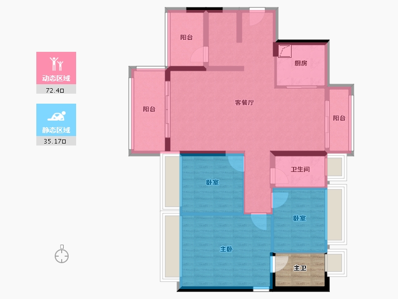 广东省-佛山市-龙光玖里江湾-100.42-户型库-动静分区