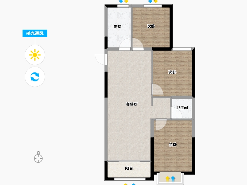 甘肃省-兰州市-兰州大名城-85.60-户型库-采光通风