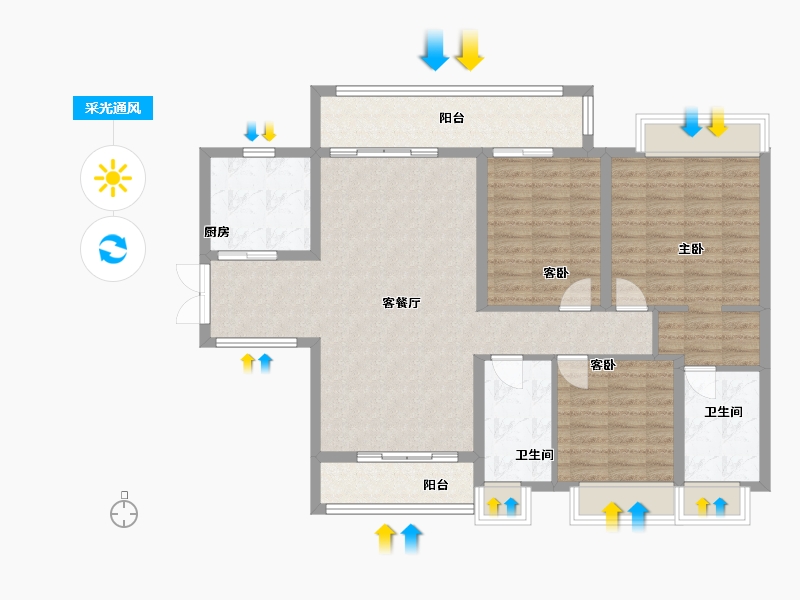 广东省-广州市-中交蓝色海湾-109.96-户型库-采光通风