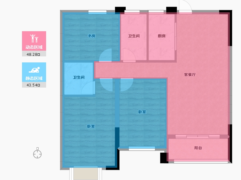 甘肃省-兰州市-兰州大名城-83.25-户型库-动静分区