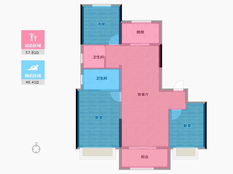 甘肃省-兰州市-万科城-94.40-户型库-动静分区