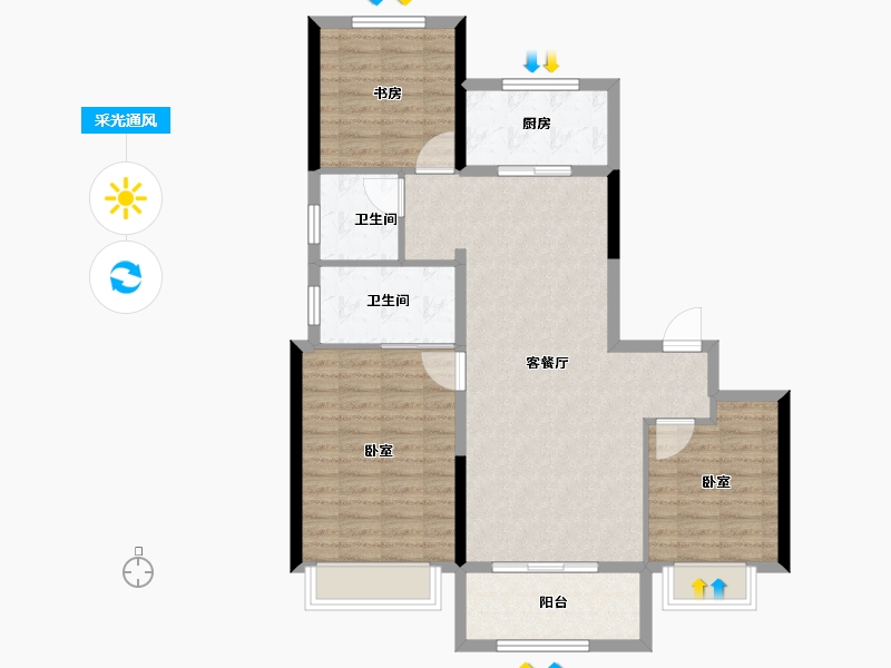 甘肃省-兰州市-万科城-94.40-户型库-采光通风