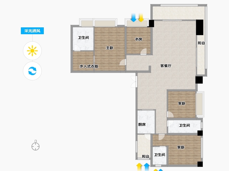 广东省-广州市-中交蓝色海湾-186.39-户型库-采光通风