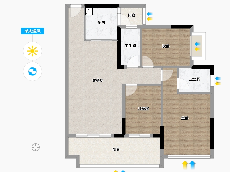 广东省-佛山市-中旅银湾花园-92.00-户型库-采光通风