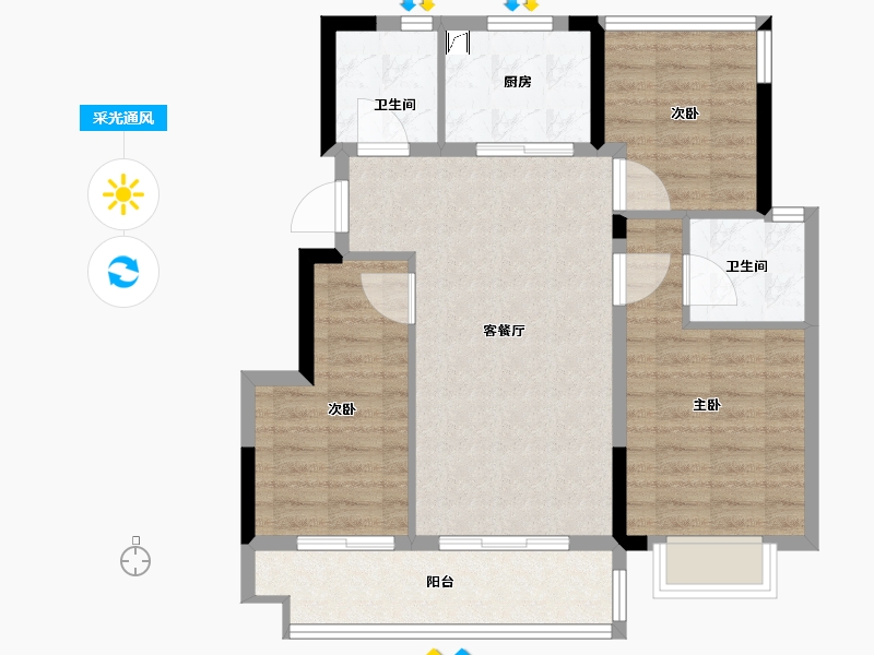 安徽省-合肥市-悦湖新著-80.00-户型库-采光通风