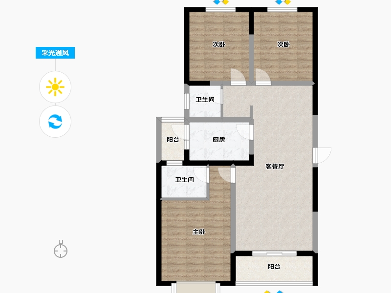 河南省-安阳市-御峰嘉苑-95.00-户型库-采光通风