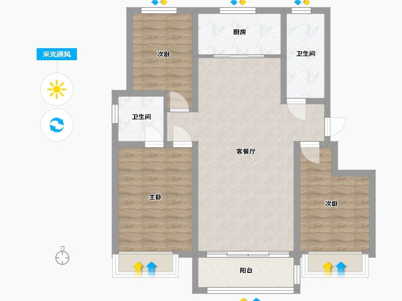 山东省-德州市-壹品原筑-93.00-户型库-采光通风