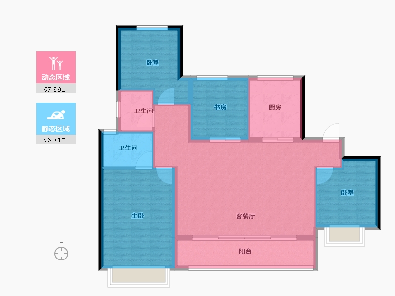 甘肃省-兰州市-万科城-112.80-户型库-动静分区