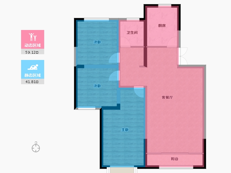 甘肃省-兰州市-城乡居壹号苑-90.69-户型库-动静分区