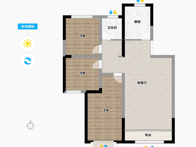 甘肃省-兰州市-城乡居壹号苑-90.69-户型库-采光通风