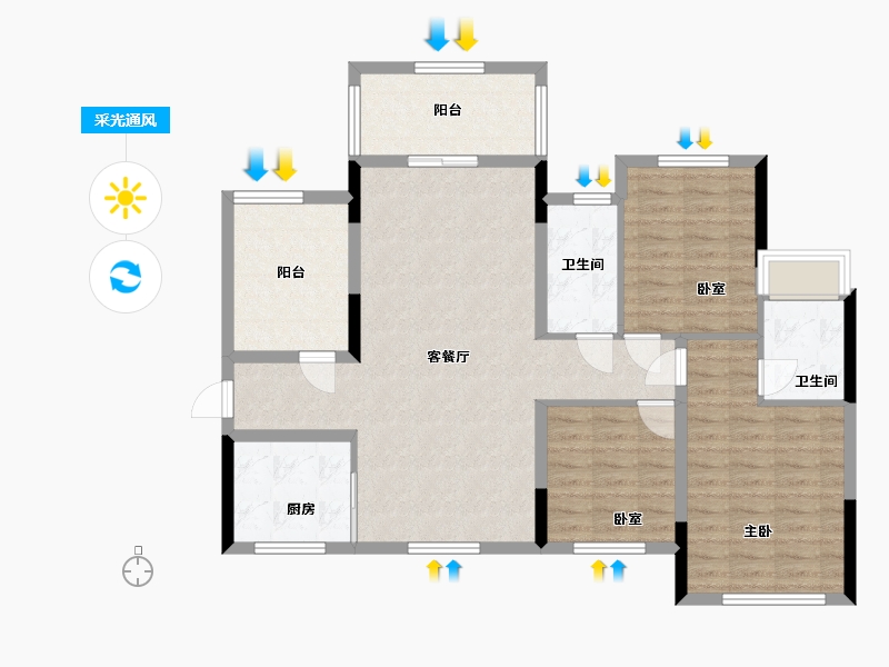 广西壮族自治区-贺州市-贺江幸福里-130.00-户型库-采光通风