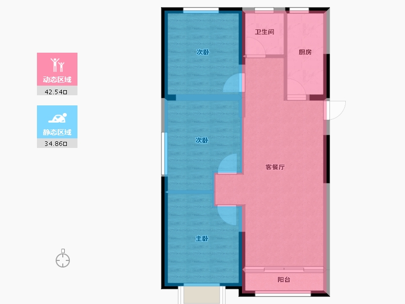 甘肃省-兰州市-兰州大名城-69.48-户型库-动静分区