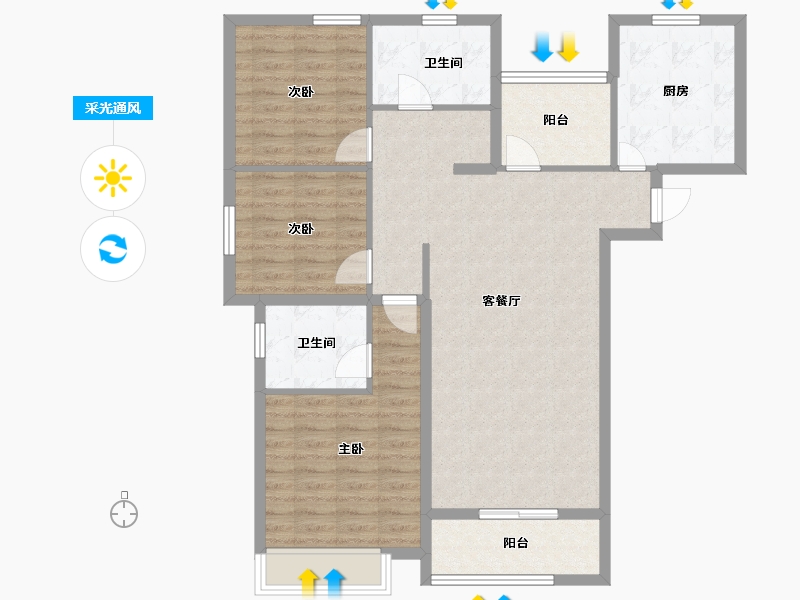 安徽省-合肥市-宝能城-100.75-户型库-采光通风