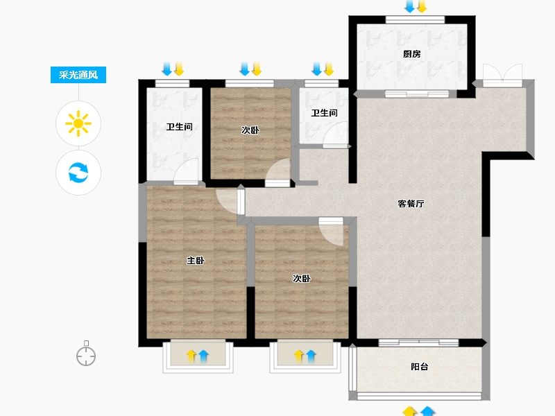 甘肃省-兰州市-城乡居壹号苑-94.67-户型库-采光通风