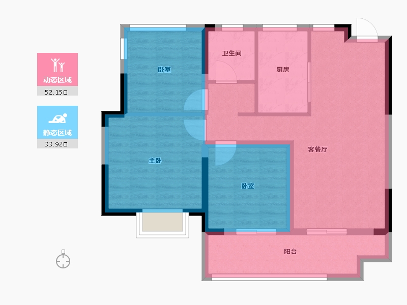 安徽省-合肥市-华盛和睦府-76.87-户型库-动静分区