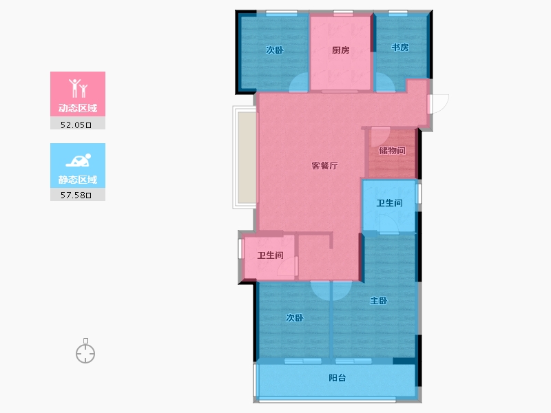 浙江省-宁波市-绿城春语文澜-98.76-户型库-动静分区