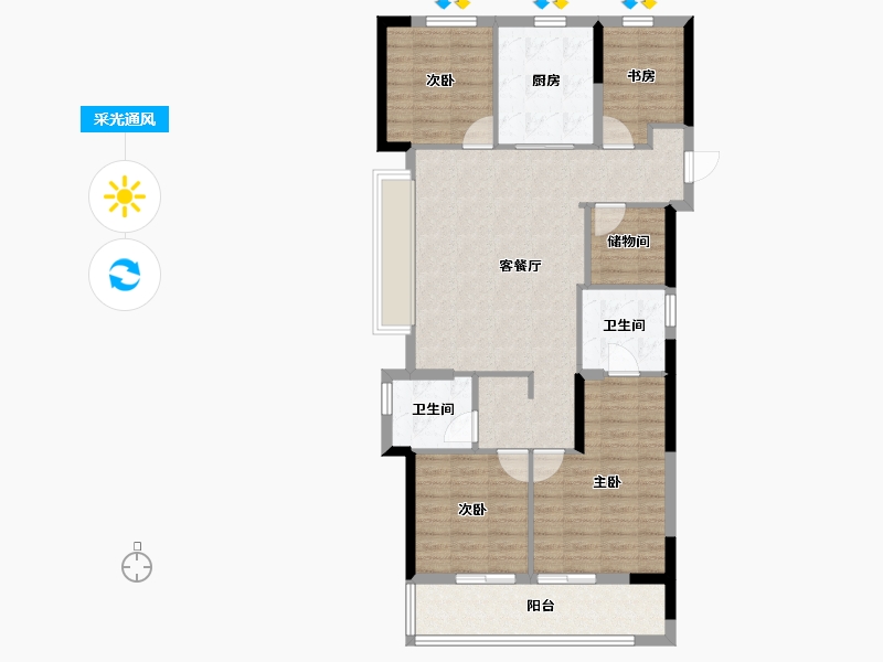 浙江省-宁波市-绿城春语文澜-98.76-户型库-采光通风