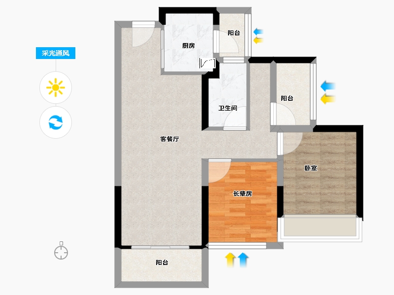 广东省-佛山市-顺德自在城-65.60-户型库-采光通风