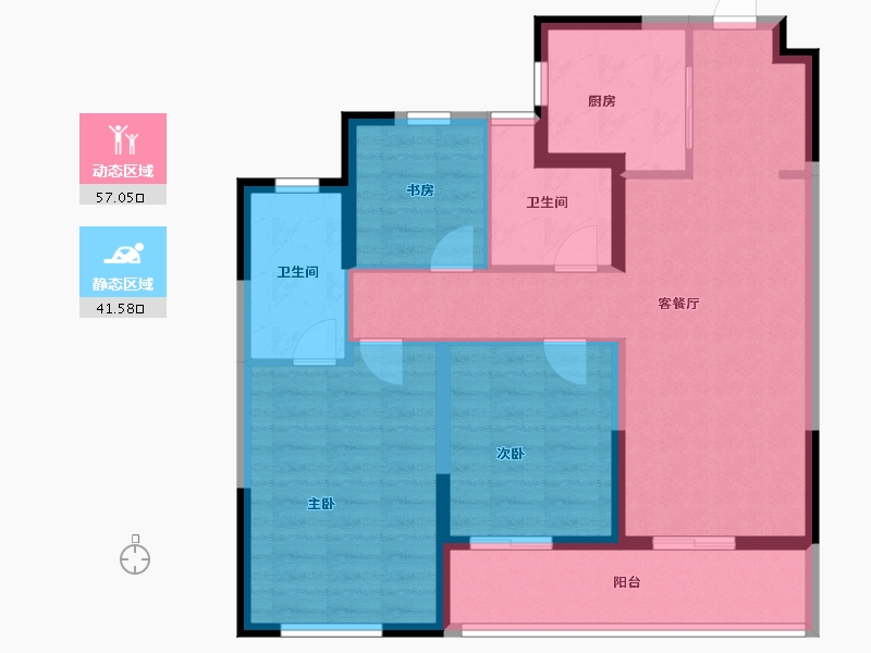 浙江省-宁波市-绿城·新桂沁澜-88.00-户型库-动静分区