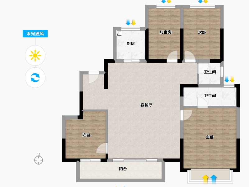 广西壮族自治区-南宁市-建发央玺-115.77-户型库-采光通风