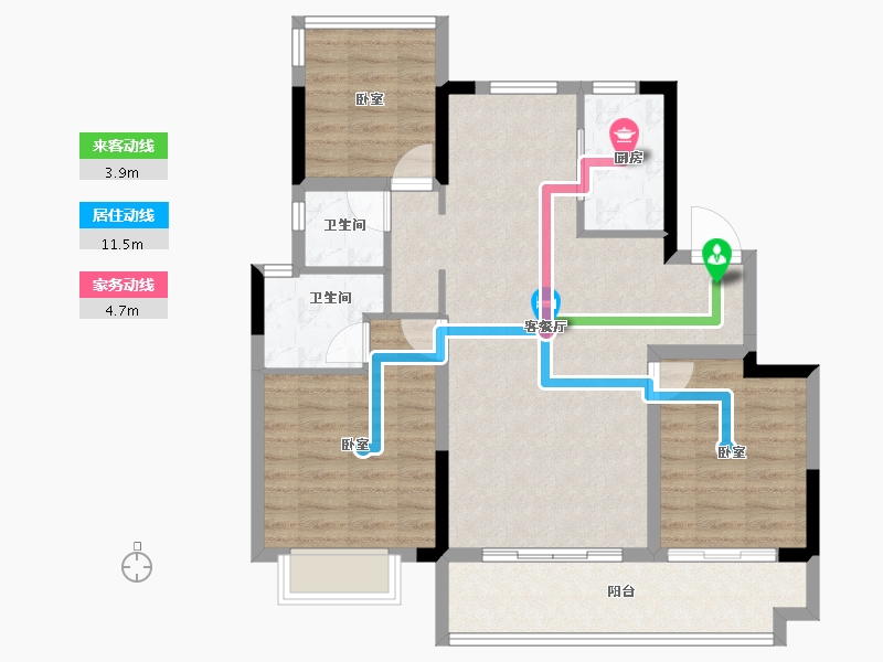 安徽省-合肥市-中梁世茂十里晴川-86.61-户型库-动静线