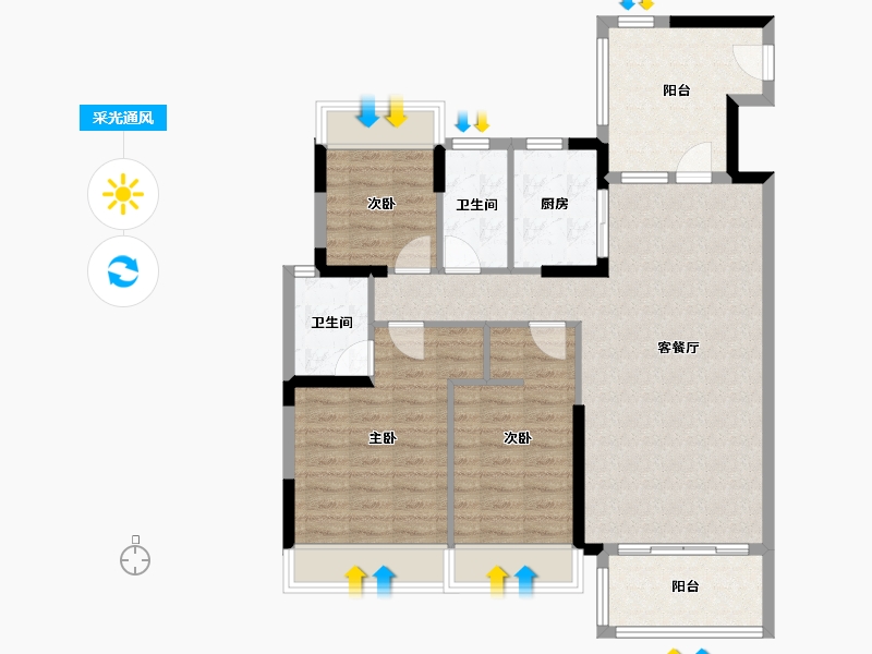 广东省-佛山市-光明花半里-97.52-户型库-采光通风