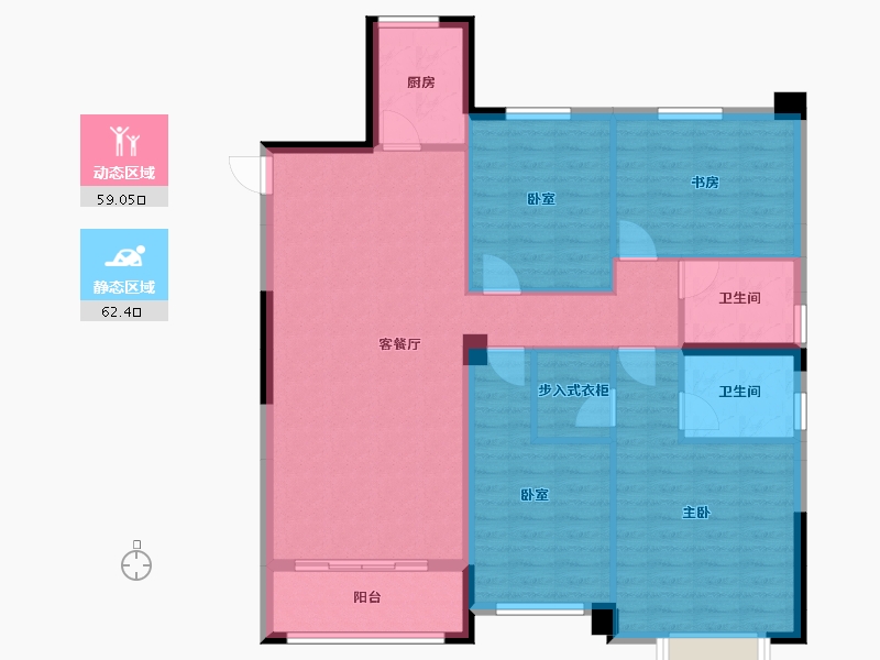 甘肃省-兰州市-兰州大名城-110.13-户型库-动静分区