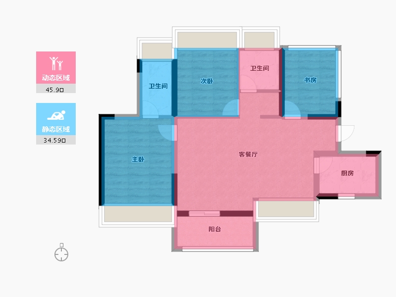 广东省-广州市-中铁诺德·阅泷-71.20-户型库-动静分区