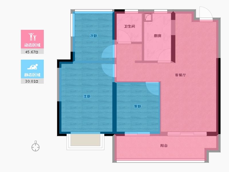 安徽省-合肥市-绿地柏仕公馆-67.33-户型库-动静分区