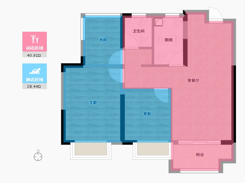 安徽省-合肥市-绿地柏仕公馆-61.48-户型库-动静分区