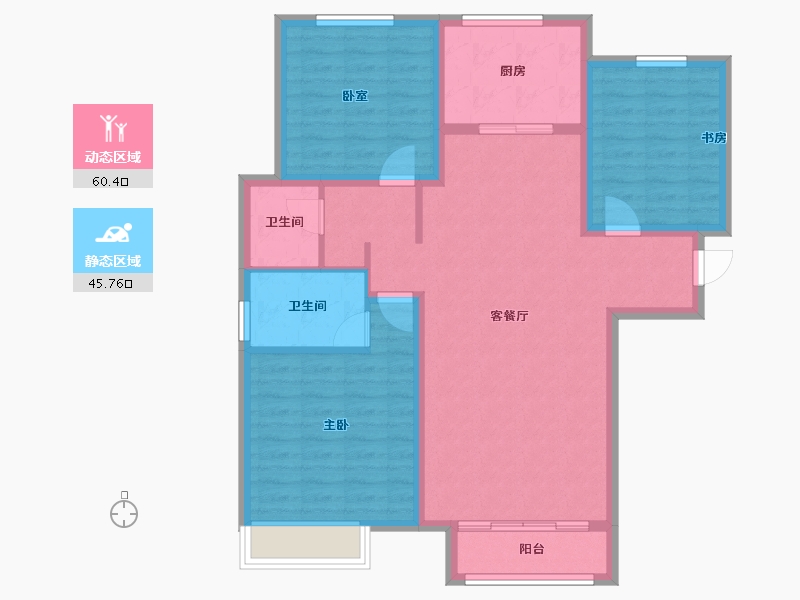 甘肃省-兰州市-兰州新区市政家园-95.36-户型库-动静分区