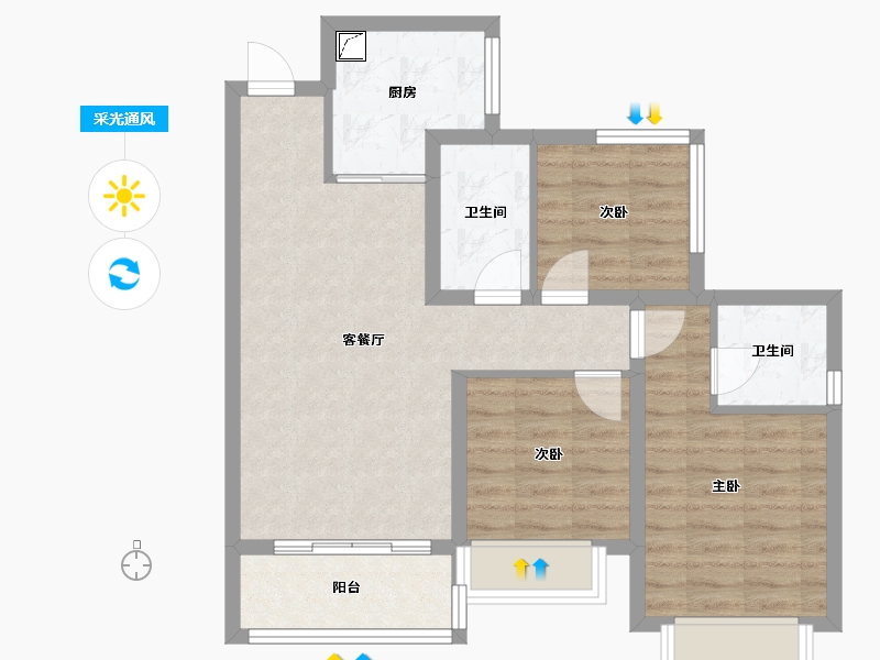 四川省-内江市-清溪樾-80.00-户型库-采光通风